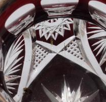 Ezüst (Ag) peremű kristály váza. Jelzett, hibátlan d: 12 cm, m: 10 cm