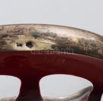 Ezüst (Ag) peremű kristály váza. Jelzett, hibátlan d: 12 cm, m: 10 cm