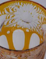 2 db borostyán színű kristály kiöntő és váza. Hibátlan m: 12 cm