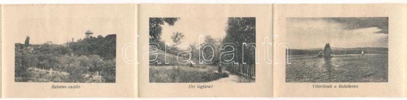 Balatonalmádi, vasútállomás. leporellólap 10 képpel (nyaralók, villák) Bakos Kálmán kiadása (szakadá...