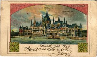 1900 Budapest V. Országház, Parlament. Back &amp; Schmitt Art Nouveau, litho s: Rosenberger (EK)