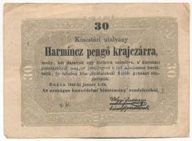 1849. 30kr "Kossuth bankó" T:F,VG Adamo G103