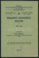 1942 Nemesített növényfajták jegyzéke az 1942. évre. Összeáll.: Villax Ödön. Magyaróvári M. kir. Növénytermesztési és Növénynemesítő Kisérleti Intézet Növénynemesítő Osztály VIII. sz. kiadványa. (Győr, Győregyházmegyei Alap-ny.), 36 p. Kiadói tűzött papírkötés, kissé foltos borítóval.