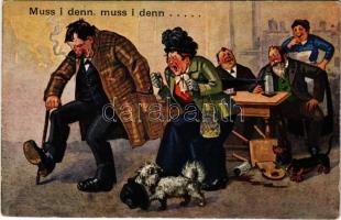 Muss i denn, muss i denn. J. S. &amp; Co. M. No. 2505. / Részeg humor / drunk man humour