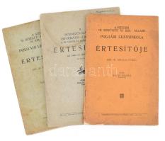 1930-1937 Szegedi és hódmezővásárhelyi leányiskolai értesítők, össz. 5 db, változó állapotban, foltos borítókkal