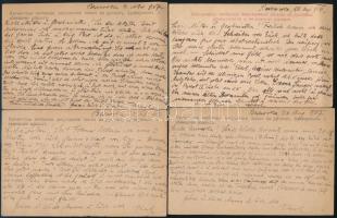 1916-1917 4 db hadifogoly levelezőlap német és magyar nyelven írva