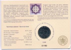 2016. 50Ft Cu-Ni "70 éves a forint" első napi veret sorszámozott emléklapon "01180&qu...