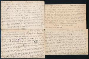 1916-1917 Hadifogoly levelezőlap, 4 db, német nyelven írt