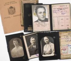 cca 1926-1942 Régi igazolványok, össz. 8 db, közte Magyar Királyság által kiállított útlevél (fényké...