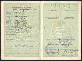 1933 Magyar Királyság által kiállított útlevél, fénykép hiányzik / Hungarian passport