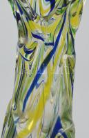 Murano anyagában színezett váza. Csíkozott színezéssel, jelzés nélkül, m: 35 cm