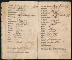 1852 Buda, Magyarország - Vándorkönyv német és magyar nyelven, viaszpecséttel