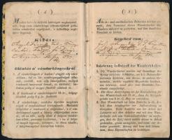 1852 Buda, Magyarország - Vándorkönyv német és magyar nyelven, viaszpecséttel