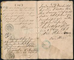 1852 Buda, Magyarország - Vándorkönyv német és magyar nyelven, viaszpecséttel