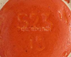 Retro német foltozott narancssárga váza, sorszámozott, m: 18 cm