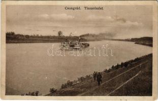 1930 Csongrád, Tisza folyó, gőzhajó