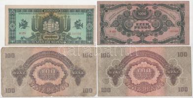 1945-1946. 8db-os vegyes pengő, Vörös Hadsereg pengő bankjegy tétel, közte eltolódott nyomatok T:VF-...