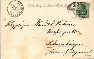 1902 Schärding, Oberer Stadtplatz / square, café, pharmacy, shops (EK)