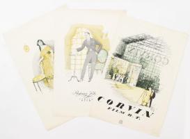 1918 Corvin Film Rt. éves katalógusának 3 lapja. címlap, Rajnay Gábor, Gombaszögi Frida színészek portréja. Csabai Ékes Lajos grafikái. 20x30 cm