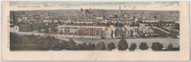 1904 Bologna, 2-tiled folding panoramacard (torn at fold)