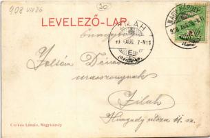 1908 Nagykároly, Carei; Széchenyi utca, Római katolikus templom, Megyeháza. Csókás László kiadása. M...