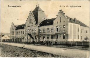 1912 Nagyszalonta, Salonta; Állami főgimnázium. Döme Károly kiadása / grammar school (ázott sarok / wet corner)