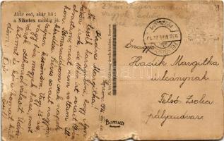 1936 Sopron, Széchenyi tér, Országzászló. Akár eső, akár hó: a Nikotex mindig jó. - reklám a hátolda...