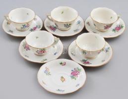 Herendi Eton mintás 5 darab csésze 6 alátéttel. Jelzett, kopással.