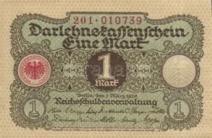 Német Birodalom / Weimari Köztársaság 1920. 1M (5x) egymás utáni sorszámokkal T:I