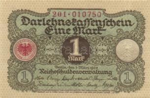 Német Birodalom / Weimari Köztársaság 1920. 1M (5x) egymás utáni sorszámokkal T:I