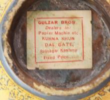 Réz kínáló, Zománcozott levél mintás. 21 cm