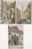 Budapest I. Várnegyed - 3 db régi képeslap: Fortuna utca, Verbőczy utca, Baltaköz. Kiadja Hornyánszky Viktor Rt. / 3 pre-1945 postcards