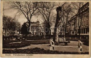 1929 Eszék, Essegg, Osijek; Preradovicevo setaliste / Preradović's promenade, park (EK)