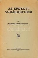 Oberding József György: Az erdélyi agrárreform. Kolozsvár, 1930. Minerva Irodalmi és Nyomdai Műintézet Rt. 104 p. Tanulmány az erdélyi román földkisajátításról. Fűzve, kiadói borítóban, jó példány.