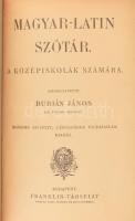 Burián János: Magyar-latin szótár a középiskolák számára. Szerk.: - -. Bp.,1906, Franklin, 524+2 p. Második javított, lényegében változatlan kiadás sérült egészvászon kötés.