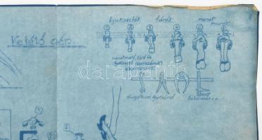 "Kefélő gép", humoros, erotikus, pajzán tervrajz, jelzés nélkül, hajtva, kisebb sérülésekk...