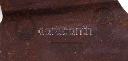 Antik mesterjegyes körpecsétes teknővájó fejsze, h: 52 cm