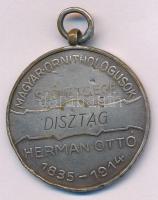 ~1930. &quot;Magyar Ornithológusok Szövetsége - Dísztag - Herman Ottó 1835-1914&quot; ezüstözött bronz kitüntetés mellszalag nélkül (37mm) T:VF kopott ezüstözés, ph, ü.