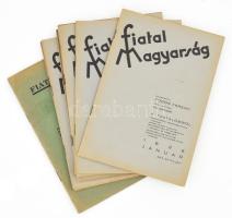 1935-1937 Fiatal Magyarság, a magyar cserkészférfiak folyóirata 10 db száma: V. évf. 6. sz. + VI. évf. 1., 3-6., 9-10. sz. + VII. évf. 2. sz. Szerk.: Fodor Ferenc. + Eszmék és elszánások. Negyedik kiadás. Kiadói tűzött papírkötés, nagyrészt jó állapotban.