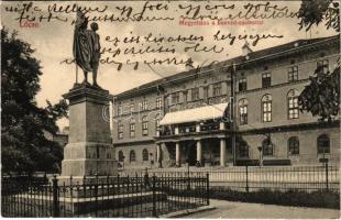 1911 Lőcse, Levoca; Megyeháza a honvéd szoborral / county hall, Hungarian military monument (EB)