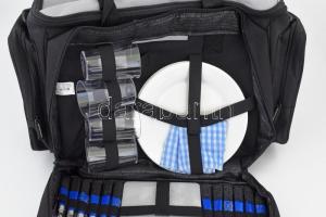 Benetton Piknik táska, hűtörekesszel, evőeszköz és étkészlettel, nem használt, bontatlan 50x35 cm