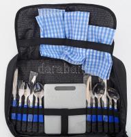 Benetton Piknik táska, hűtörekesszel, evőeszköz és étkészlettel, nem használt, bontatlan 50x35 cm