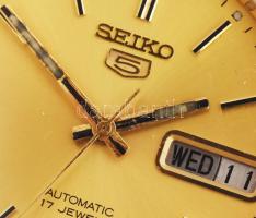 Seiko 5 automata dátumkijelzős karóra, működik, szép állapotban d: 36 mm