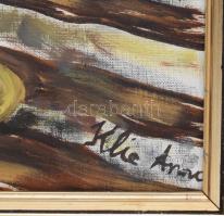 Klie Annamária (1931-2013): Csendélet gyertyatartóval. Olaj, vászon, jelzett, 70x48 cm, dekoratív fa...