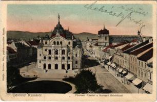 1906 Kassa, Kosice; Fő utca, Nemzeti színház, üzletek. Breitner Mór kiadása / main street, theatre, shops (EK)