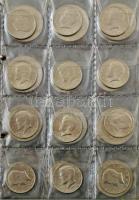 Amerikai Egyesült Államok 1971-1982. 1/4$ Cu-Ni "Washinton" (26db) + 1/2$ Cu-Ni "Kenn...