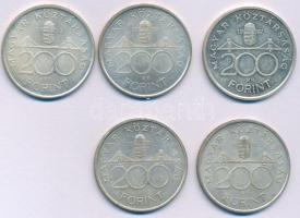 1992. 200Ft Ag "MNB" + 1993. 200Ft Ag "MNB" (4x) T:AU,XF közte ph.
Adamo F13