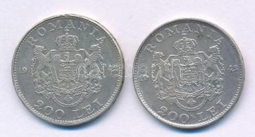 Románia 1942. 200L Ag "I. Mihály" (2x) T:XF,VF Romania 1942. 200 Lei Ag "Mihai I"...