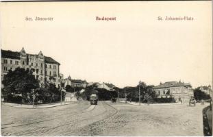 Budapest I. Szent János tér, villamos, a Krisztina körút kezdete