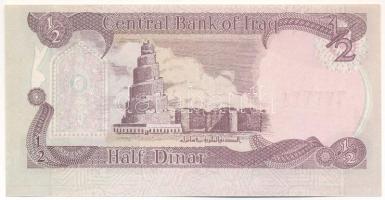 Irak 1993. 1/2D eltolódott nyomat, papírránccal T:UNC Iraq 1993. 1/2 Dinar with shifted print and ty...